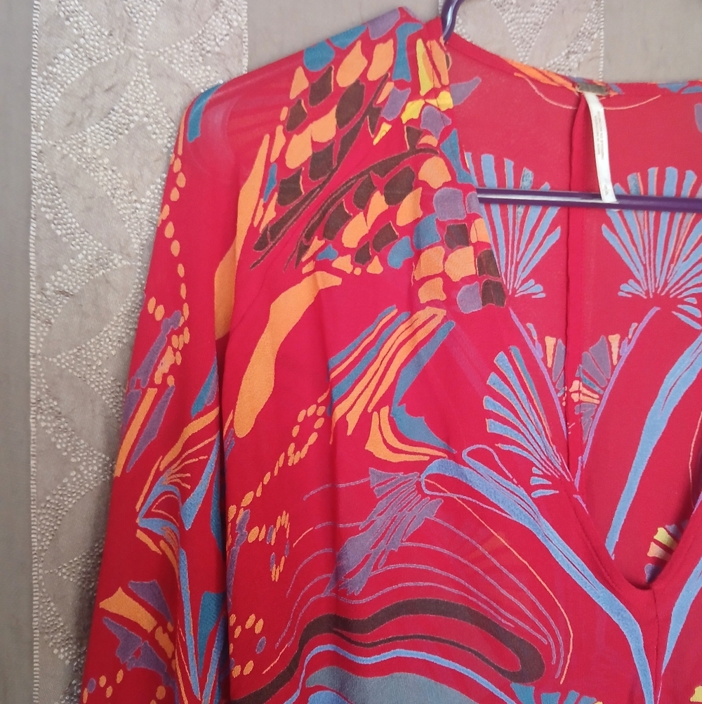 💎 Free People Women's Top Beneath The Sea Dolman Sleeve Sheer Boho - Picture 4 of 12